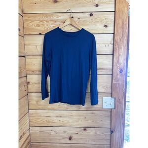 Mack Weldon Mens Medium Navy Blue 100% Pima Cotton Long Sleeve Crewneck T-Shirt